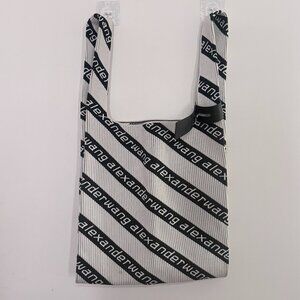 Alexander Wang Knit Jacquard Diagonal Logo Shopper Tote Black White